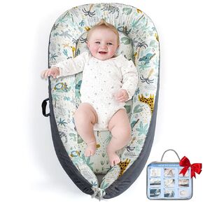 Baby Lounger for Newborn, Infant Lounger for Playtime, Detachable 0-18 Months Infant Nest, Portable Baby Floor Seats & Loungers, Tummy Time Pillow Travel Essentials Must Haves Newborn Gifts