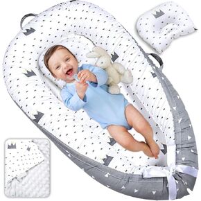 Totsi Baby Lounger Set | Ultra-Soft Baby Nest with Pillow and Blanket | Machine Washable Infant Lounger 0-24 Months | Adjustable Infant Nest for Travel | Baby Lounger Cover for Newborn