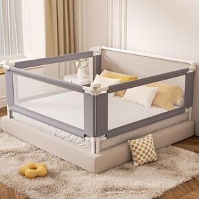 3-Piece Queen Size Bed Rail for Toddlers - Height Adjustable Baby Bed Rail Guard, Kids Safety Bed Rail for Queen Size Bed