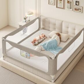 Dr. Pure Bed Rails Guard for Toddlers Adults: (3 Pack) 3-Side Protection Bedrail for King Bed - Extral Tall Adjustable Child Safety Side Railing Guards Gate with Safety Locks for Kids(78.7x78.7x74.8")