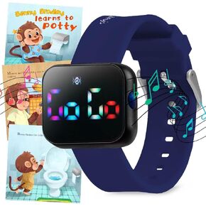 Potty Training Watch for Kids V4 – A Water Resistant Toilet Reminder Device for Boys & Girls to Train Your Toddler with Fun/Musical & Vibration Interval Reminder with Potty Training eBook (Cobalt)