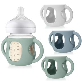 Juome Silicone Sleeves for Avent Natural Glass Baby Bottle - 3 Pack Anti Breakage Baby Bottles Holder, Compatible with Philips Avent Anti Colic Baby Bottles 4 oz