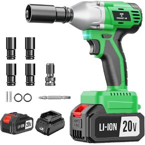 4.0Ah Battery Cordless Impact Wrench, 320Ft-lbs(430N.m) Brushless 1/2 Impact Gun, 20V High Torque Power Impact Driver, Electric Impact for Car Home, 1 Battery