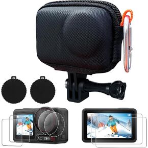 CYNOVA DJI Osmo Action 5 Pro Accessories Kit, Include DJI Osmo Action 5 Case（Compatible Protective Frame）, Action 5 Pro Screen Protector and Silicone Lens Cap, Anti-Scratch, Anti-Collision
