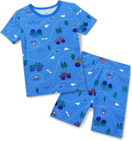Bamboo Viscose Toddler Car Pajamas Boys Girls Kids Short Cool Summer 12M-8Y Snug fit Pjs Set 2pcs in Kuwait