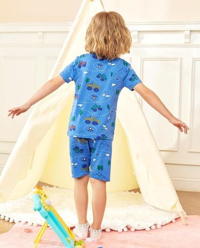 Bamboo Viscose Toddler Car Pajamas Boys Girls Kids Short Cool Summer 12M-8Y Snug fit Pjs Set 2pcs in Kuwait