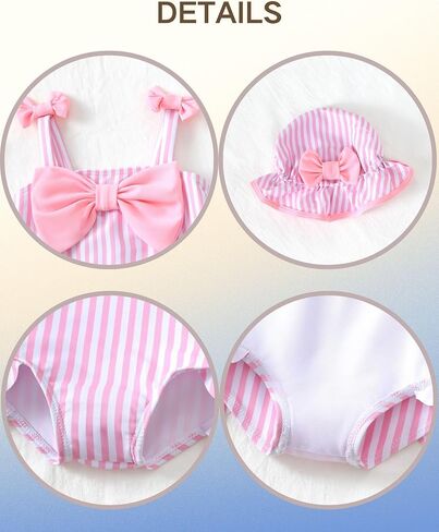 Renotemy Baby Girl Swimsuit Infant Bathing Suit Swimwear Sleeveless Bikini Tankini Toddler Girl One-Piece Swimsuit with Hat in Saudi Arabia