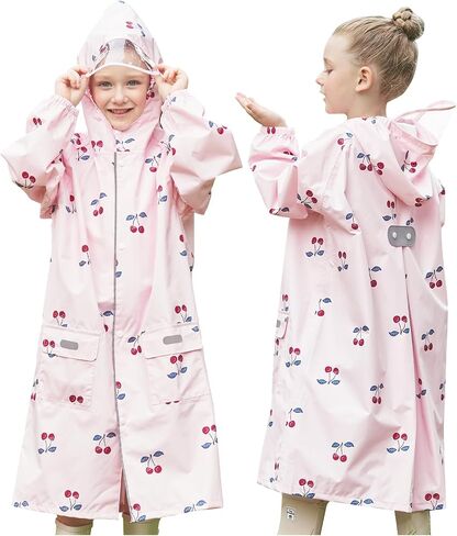 Toddler Kids Raincoat Boys Girls Rain Jacket Waterproof Rain Poncho Reusable Outwear Rainwear Rain Suit in Kuwait