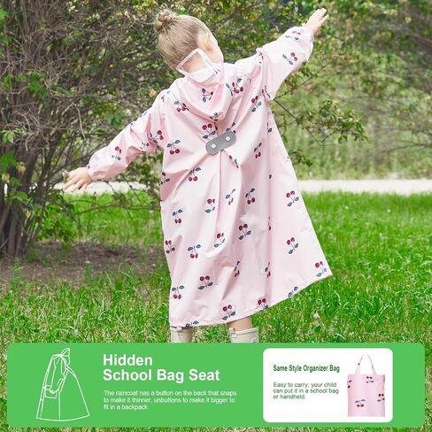 Toddler Kids Raincoat Boys Girls Rain Jacket Waterproof Rain Poncho Reusable Outwear Rainwear Rain Suit in Kuwait