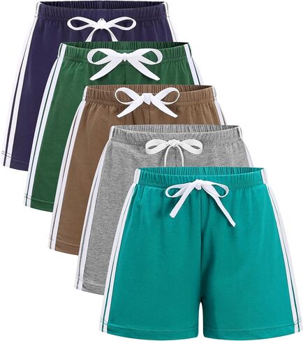 GFQLONG 5 Pack Toddler Boys Girls Cotton Athletic Running Shorts, Kids Summer Casual Fashion Soccer Shorts in Kuwait
