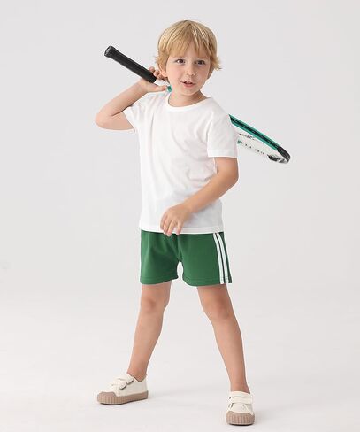 GFQLONG 5 Pack Toddler Boys Girls Cotton Athletic Running Shorts, Kids Summer Casual Fashion Soccer Shorts in Kuwait