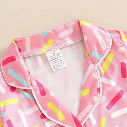 Toddler Pajamas Baby Girl Boy Summer Butterfly/Fruit Print Silk Pjs Sleepwear Nightwear Loungewear Pj Set in Kuwait