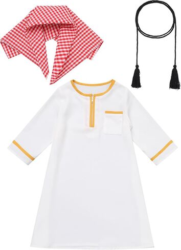 IBTOM CASTLE Newborn Baby Boys Abaya Muslim Robe Saudi Long Sleeve Kaftan Turban Arabic Dubai Eid Ramadan Outfits in Saudi Arabia