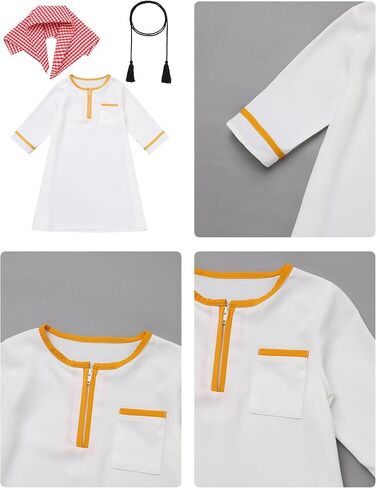 IBTOM CASTLE Newborn Baby Boys Abaya Muslim Robe Saudi Long Sleeve Kaftan Turban Arabic Dubai Eid Ramadan Outfits in Saudi Arabia
