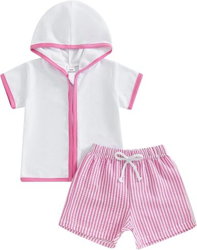 Kids Baby Boy Girl Swim Cover Up Toddler Swim Trunks and Short Sleeve Coverup Beach Bathing Suit Swimwear in Saudi Arabia
