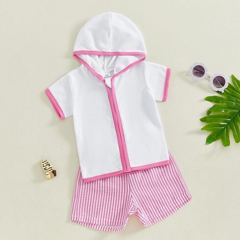 Kids Baby Boy Girl Swim Cover Up Toddler Swim Trunks and Short Sleeve Coverup Beach Bathing Suit Swimwear in Saudi Arabia