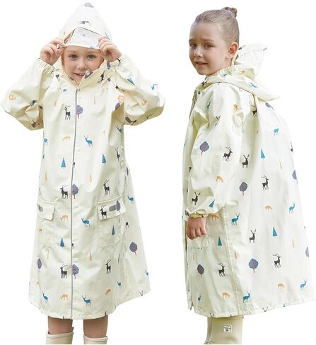 Toddler Kids Raincoat Boys Girls Rain Jacket Waterproof Rain Poncho Reusable Outwear Rainwear Rain Suit in Kuwait