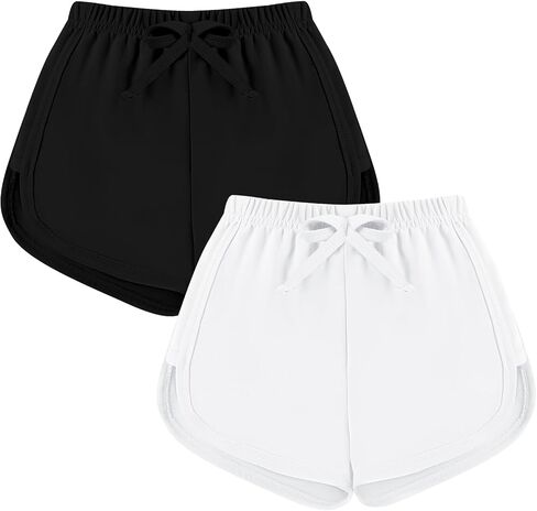 2 Pack Toddler Baby Girl Shorts Solid Little Girls Shorts Baby Summer Athletic Pants with Drawstring 18M-6T in Kuwait