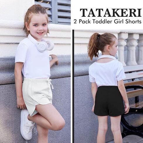 2 Pack Toddler Baby Girl Shorts Solid Little Girls Shorts Baby Summer Athletic Pants with Drawstring 18M-6T in Kuwait