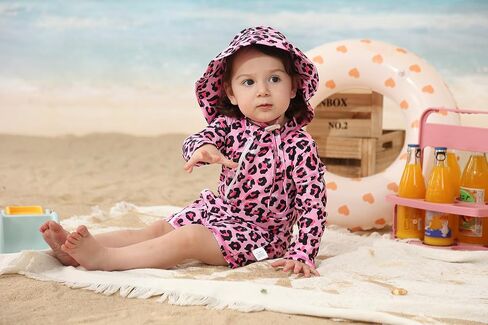 UNIFACO Infant Baby Girl Swimsuit Full Zipper Bathing Suit with Sun Hat UPF 50+ Long Sleeve Rash Guar Swim Suit in Saudi Arabia