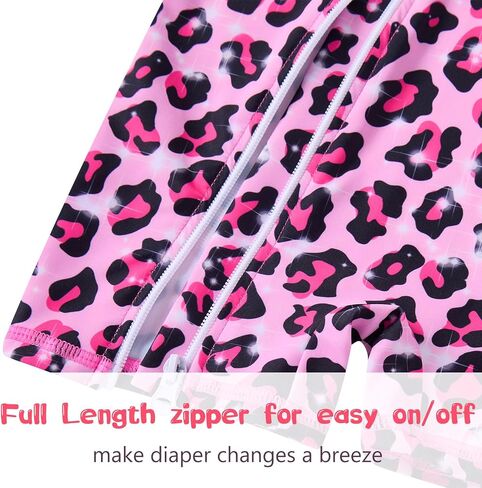 UNIFACO Infant Baby Girl Swimsuit Full Zipper Bathing Suit with Sun Hat UPF 50+ Long Sleeve Rash Guar Swim Suit in Saudi Arabia
