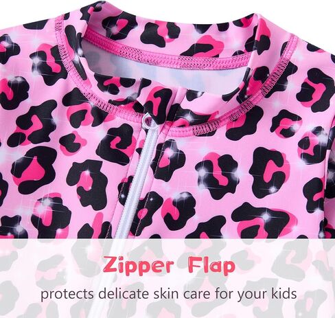 UNIFACO Infant Baby Girl Swimsuit Full Zipper Bathing Suit with Sun Hat UPF 50+ Long Sleeve Rash Guar Swim Suit in Saudi Arabia
