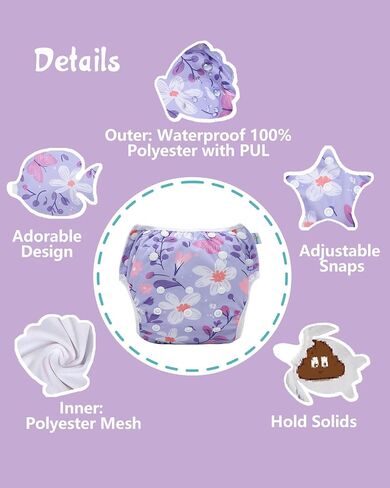 babygoal Baby Girl Swimsuits with Reusable Swim Diaper 2-Piece, Tankini Bathing Suit Swimwear for Infant and Toddler in Saudi Arabia