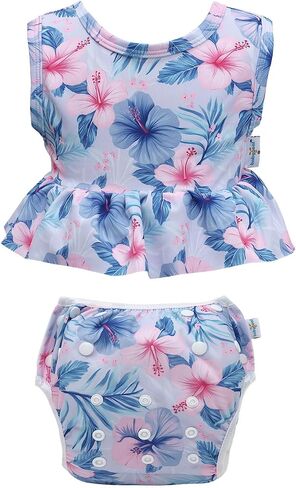 babygoal Baby Girl Swimsuits with Reusable Swim Diaper 2-Piece, Tankini Bathing Suit Swimwear for Infant and Toddler in Kuwait