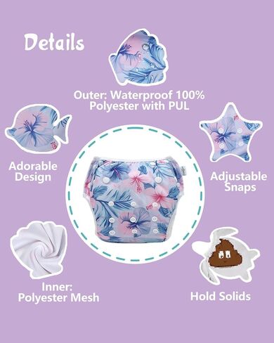 babygoal Baby Girl Swimsuits with Reusable Swim Diaper 2-Piece, Tankini Bathing Suit Swimwear for Infant and Toddler in Kuwait