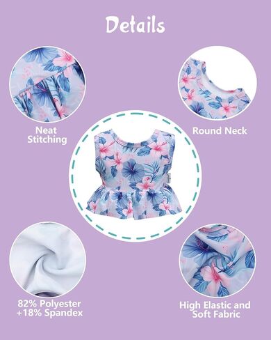 babygoal Baby Girl Swimsuits with Reusable Swim Diaper 2-Piece, Tankini Bathing Suit Swimwear for Infant and Toddler in Kuwait