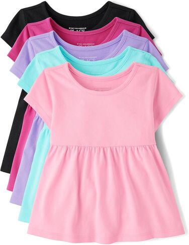 The Children's Place Baby Girls' and Toddler Short Sleeve Everyday Casual Knit Shirt in Saudi Arabia