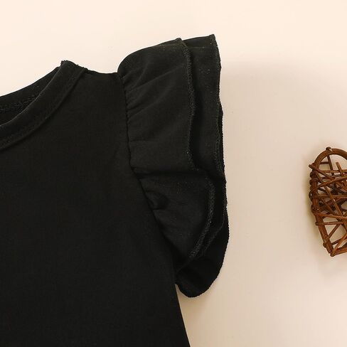 Toddler Cotton Comfortable Soft Round Neck Ruffle Sleeve Top Girls Summer Clothing in Kuwait