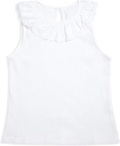 Toddler Girls Shirt Ruffle Front Solid Color Top Sleeveless Knit Crew Neck Summer Casual Clothe for Girls in Saudi Arabia