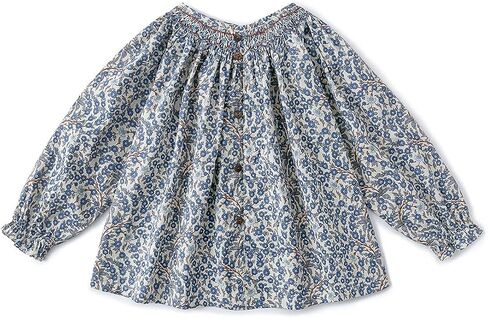 Curipeer Baby Girl Floral Blouse Peter Pan Collar Long Sleeve Smocked Tops for Toddler Girls in Saudi Arabia