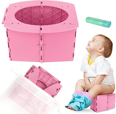 Travel Potty for Kids, Reusable Portable Folding Potty for Toddler, Foldable Toilet for Outdoor Camping, Toddler Potty Seat (Green) in Kuwait