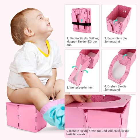 Travel Potty for Kids, Reusable Portable Folding Potty for Toddler, Foldable Toilet for Outdoor Camping, Toddler Potty Seat (Green) in Kuwait