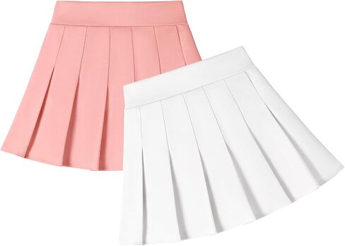 2 Pack Toddler Baby Girls Pleated Skirt Baby Girls Uniform Skirt Built in Shorts Tennis Casual Skorts for Little Kid in Kuwait