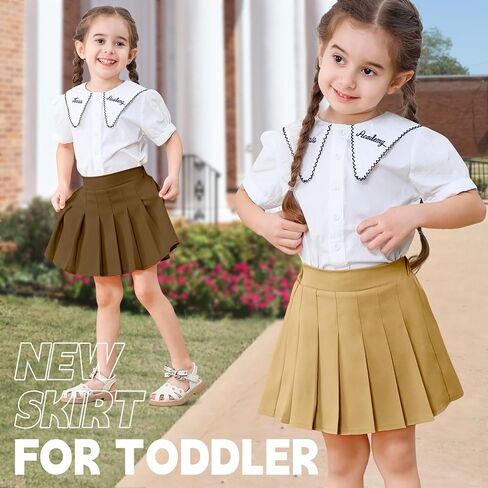 2 Pack Toddler Baby Girls Pleated Skirt Baby Girls Uniform Skirt Built in Shorts Tennis Casual Skorts for Little Kid in Kuwait