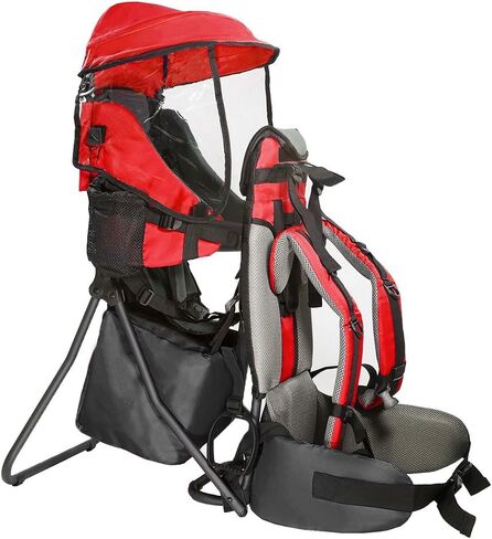 ClevrPlus Cross Country Baby Backpack Carrier, Grey, Toddler Hiking Backpack with Comfortable Seat, Adjustable Straps & Belt, Foldable Frame Lightweight Large Capacity Child Carrier for Outdoor in Saudi Arabia