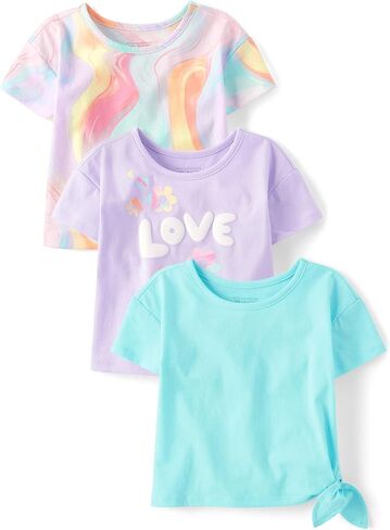 The Children's Place Baby Girls' and Toddler Short Sleeve Everyday Casual Knit Shirt in Saudi Arabia