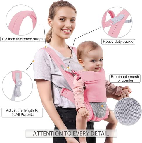 Baby Carrier Newborn to Toddler(7-30lbs), Toddler Carrier with Adjustable Shoulder Strap, Baby Holder Carrier with Breathable Mesh Fabric, Grey in Kuwait
