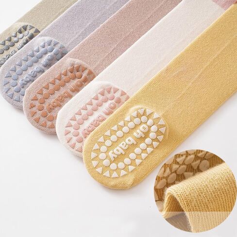 Toddler Non-slip Knee-High Socks with Grips for Baby Girls Boys Over Knee Thigh Infant Floor Crawling Tube Stockings in Kuwait