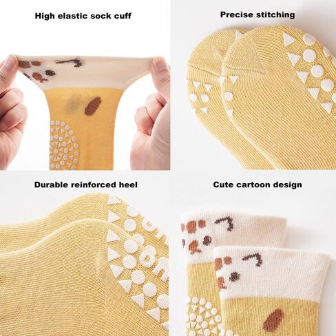Toddler Non-slip Knee-High Socks with Grips for Baby Girls Boys Over Knee Thigh Infant Floor Crawling Tube Stockings in Kuwait