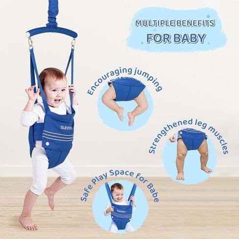 Slevoo Baby Jumper, Baby Doorway Jumper for Babies 6-12 Months, with Easy to Use Clamp and Adjustable Strap, Blue in Kuwait