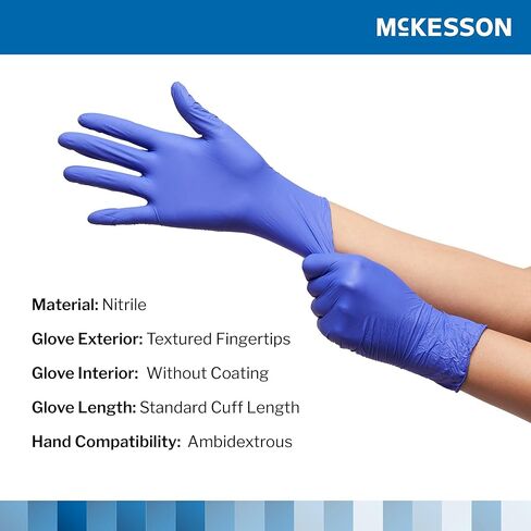 قفازات فحص النتريل Confiderm 3.0 من McKesson - خالية من البودرة، وخالية من اللاتكس، وأطراف أصابع مزخرفة، وغير معقمة - أزرق داكن، مقاس XL، عدد 100، صندوق واحد in Saudi Arabia