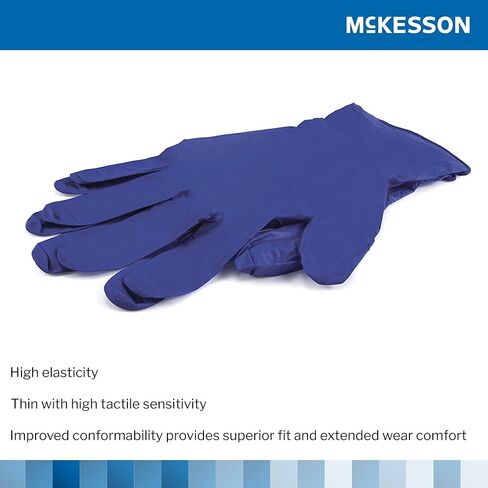 قفازات فحص النتريل Confiderm 3.0 من McKesson - خالية من البودرة، وخالية من اللاتكس، وأطراف أصابع مزخرفة، وغير معقمة - أزرق داكن، مقاس XL، عدد 100، صندوق واحد in Saudi Arabia