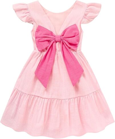 GRNSHTS Toddler Girls Dress Ruffle Sleeveless Backless Bowknot Kids Baby Casual Dresses in Kuwait
