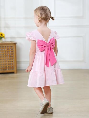 GRNSHTS Toddler Girls Dress Ruffle Sleeveless Backless Bowknot Kids Baby Casual Dresses in Kuwait