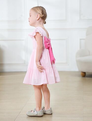 GRNSHTS Toddler Girls Dress Ruffle Sleeveless Backless Bowknot Kids Baby Casual Dresses in Kuwait