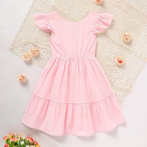 GRNSHTS Toddler Girls Dress Ruffle Sleeveless Backless Bowknot Kids Baby Casual Dresses in Kuwait